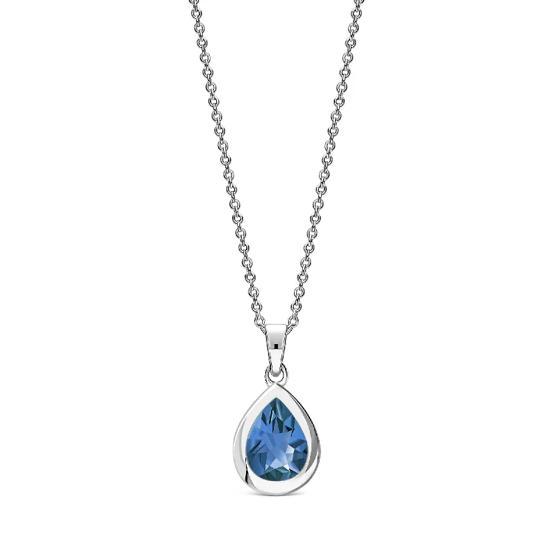 Zodiac Sign Pendant Necklaces for Astrology EnthusiastsSterling Silver London Blue Topaz Framed Teardrop Pendant