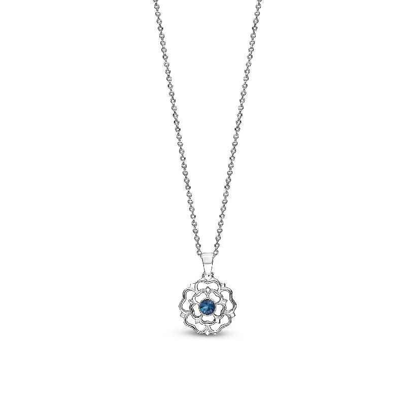 Crystal - Embellished Pendant Necklaces for a Glamorous LookSterling Silver Small London Blue Topaz Yorkshire Rose Pendant