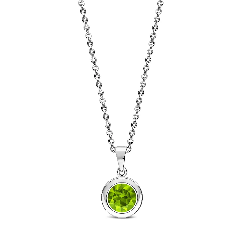 Crystal - Embellished Pendant Necklaces for a Glamorous LookSterling Silver Peridot 7mm Round Framed Pendant