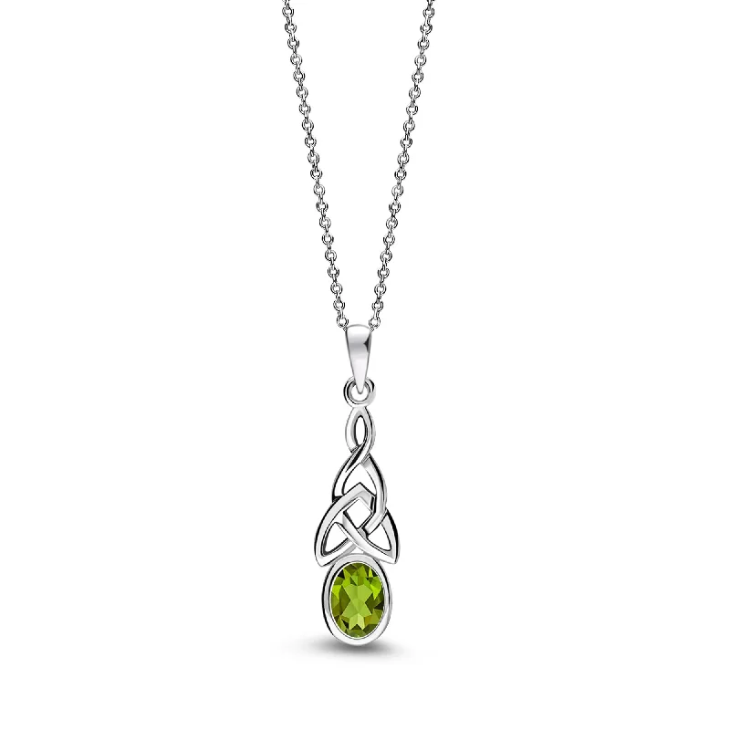 Locket Pendant Necklaces with Personalized EngravingsSterling Silver Peridot Celtic Oval Pendant