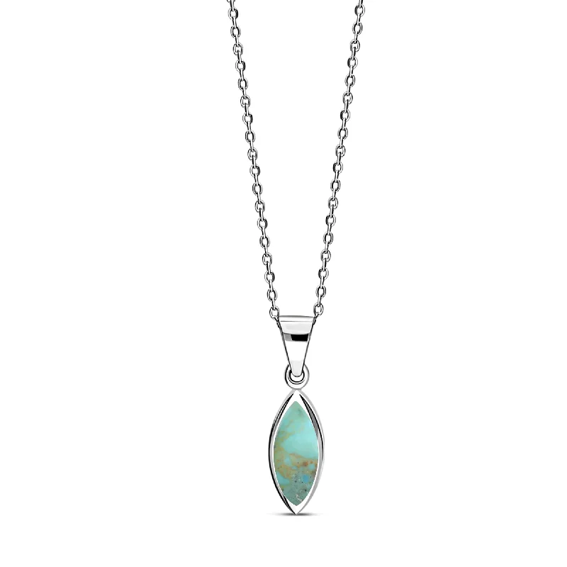 Crystal - Embellished Pendant Necklaces for a Glamorous LookSterling Silver Turquoise Marquise Pendant