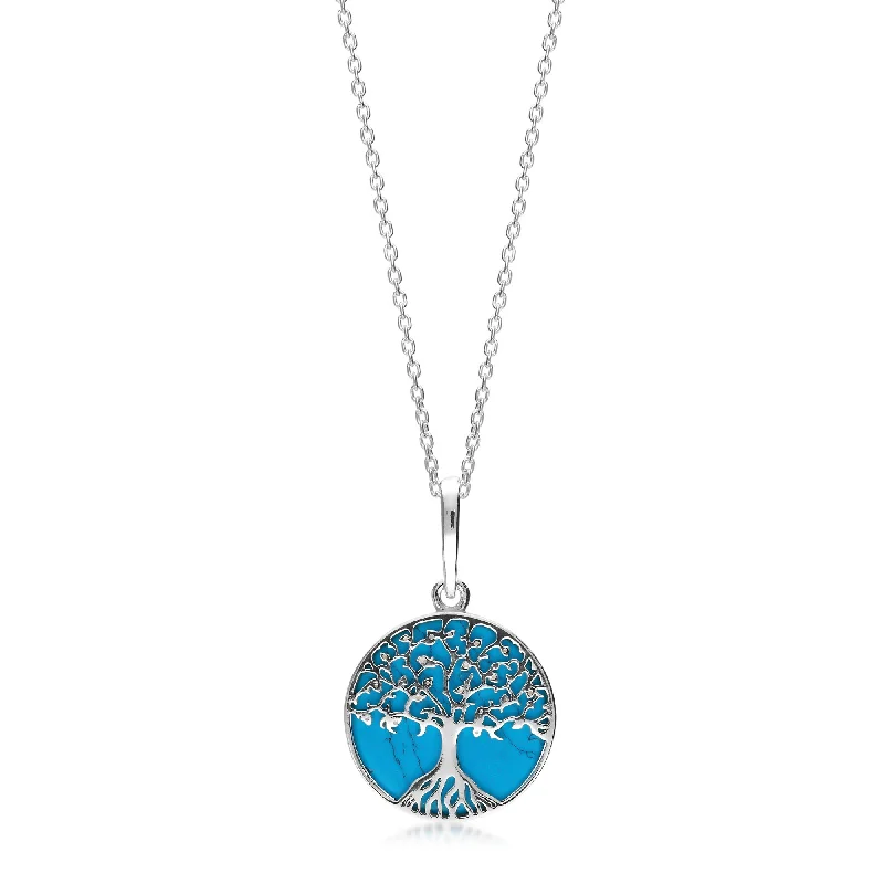 Nature - Inspired Pendant Necklaces with Leaf or Flower DesignsSterling Silver Turquoise Small Tree of Life Pendant