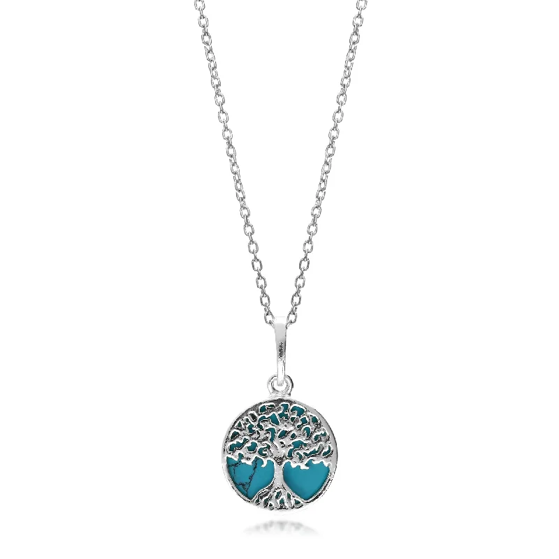 Nature - Inspired Pendant Necklaces with Leaf or Flower DesignsSterling Silver Turquoise XS Tree of Life Pendant