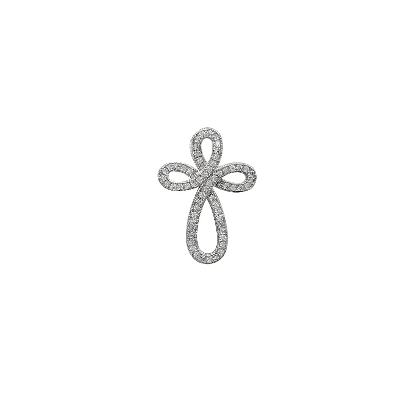 Crystal - Embellished Pendant Necklaces for a Glamorous LookZirconia Milgrain Cross Slide Pendant (Silver)