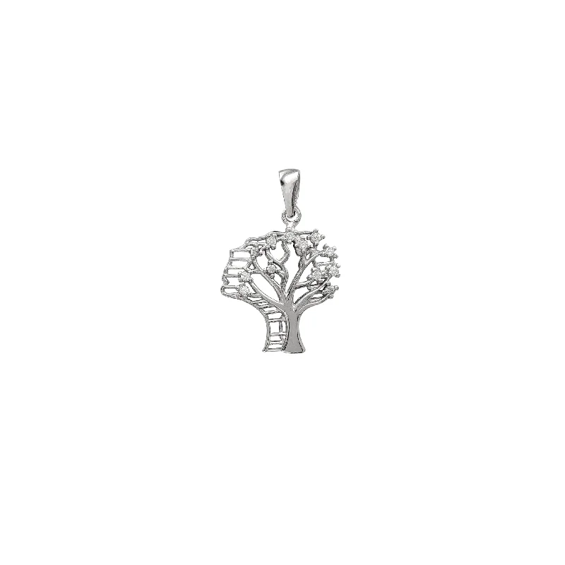 Nature - Inspired Pendant Necklaces with Leaf or Flower DesignsZirconia Money Tree Pendant (Silver)