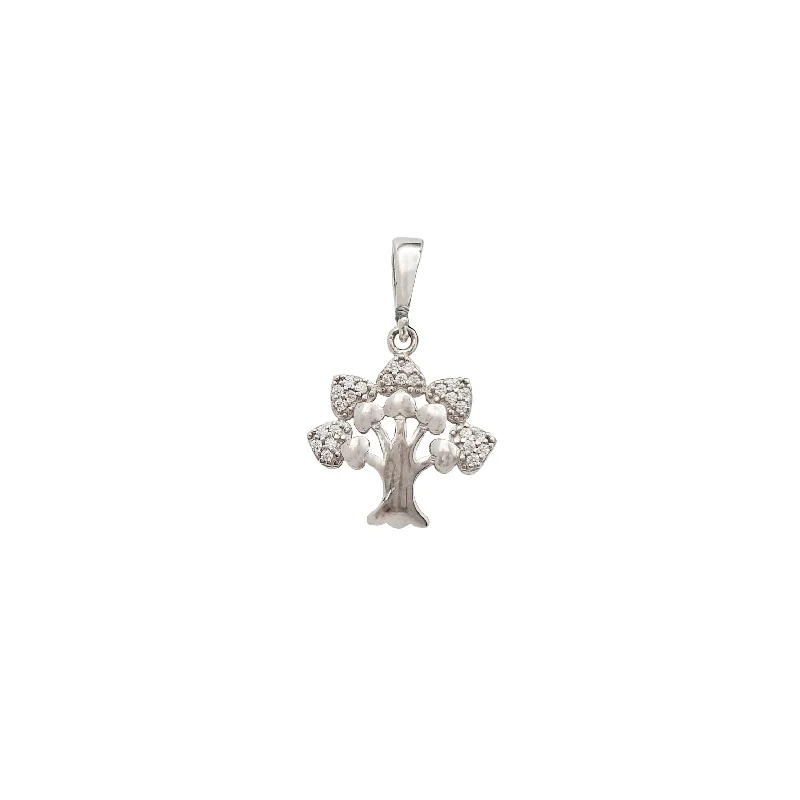 Heart - Shaped Pendant Necklaces with Birthstone InlaysZirconia Tree  Pendant (Silver)