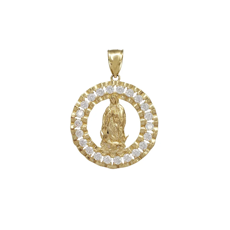 Zodiac Sign Pendant Necklaces for Astrology EnthusiastsZirconia Virgin Mary Lady of Guadalupe Circle Pendant (10K)