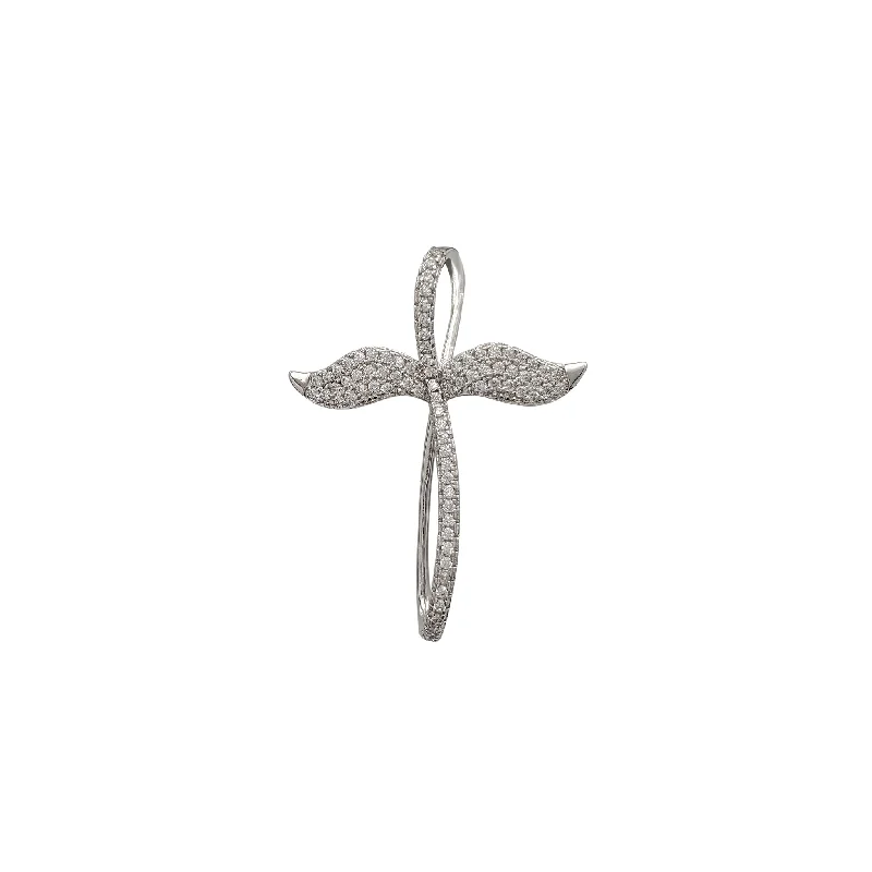 Crystal - Embellished Pendant Necklaces for a Glamorous LookZirconia Winged Swift Cross Slide Pendant (Silver)